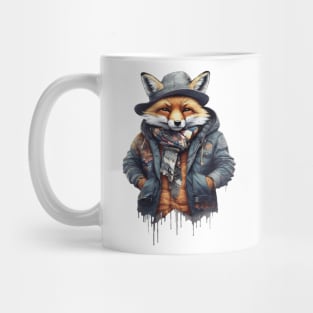 Fox wearing a jacket cap and a scarf Mug